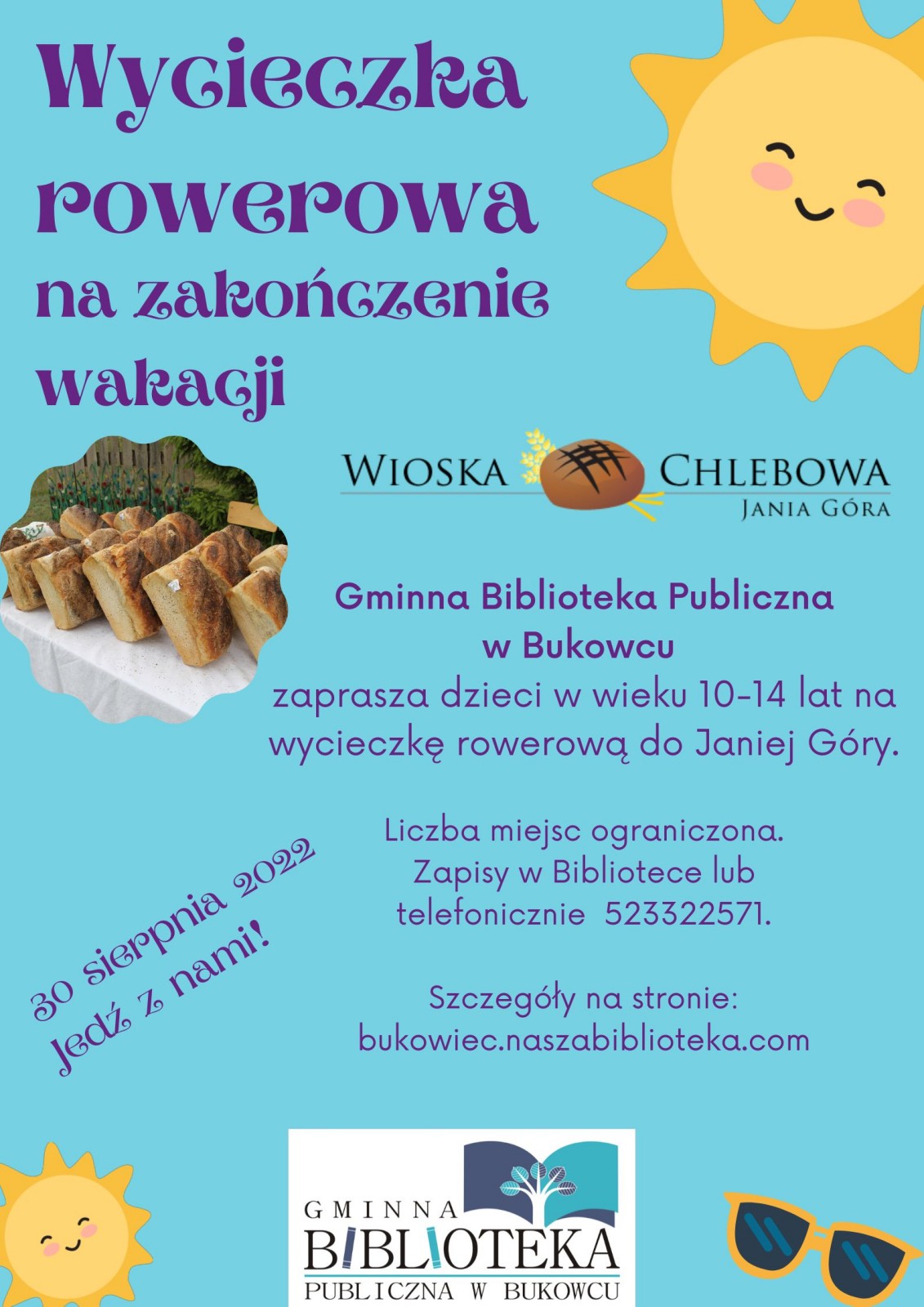 Wycieczka rowerowa na zakończenie wakacji - plakat