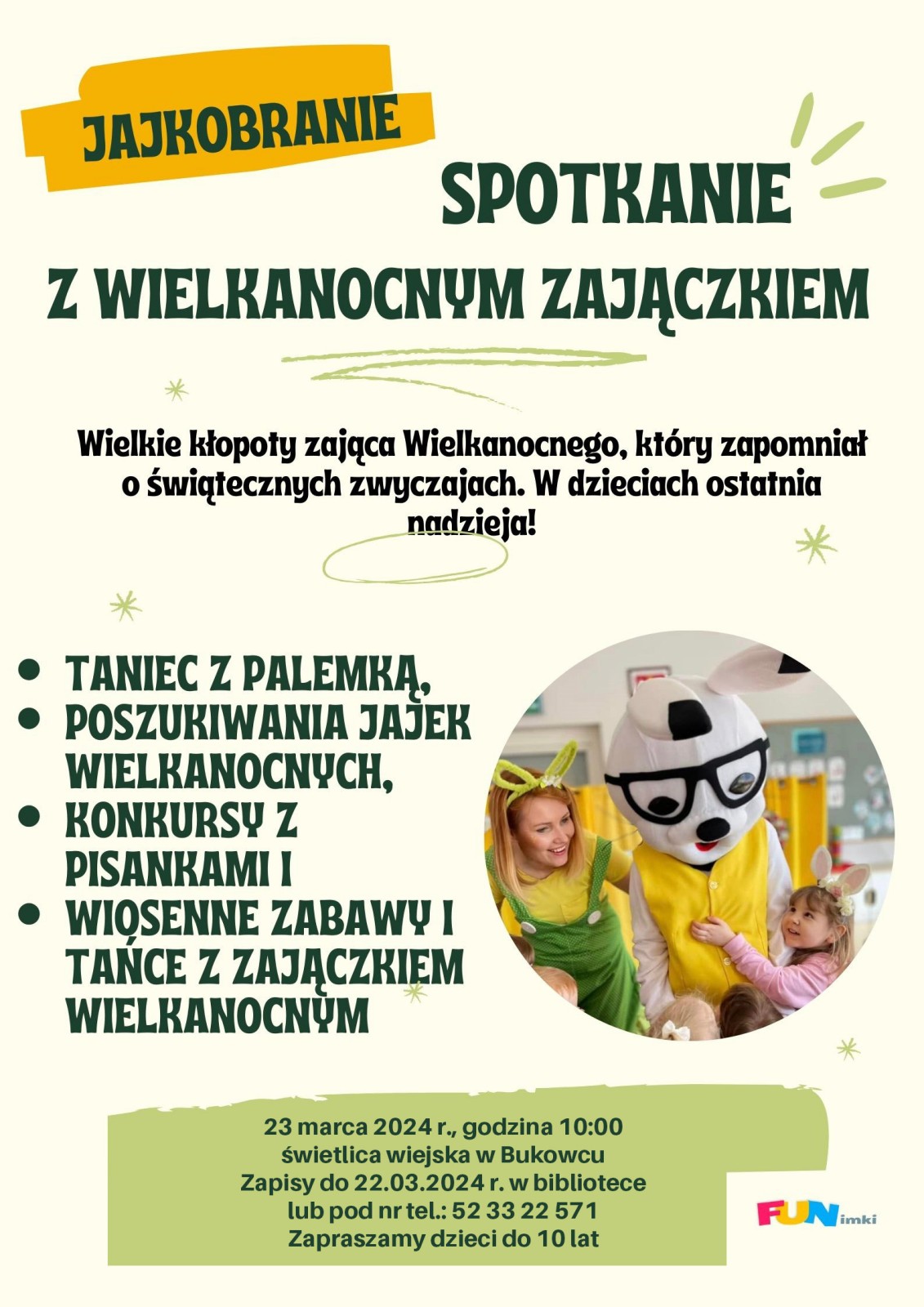 Spotkanie z wielkanocnym zajączkiem w Bukowcu - plakat