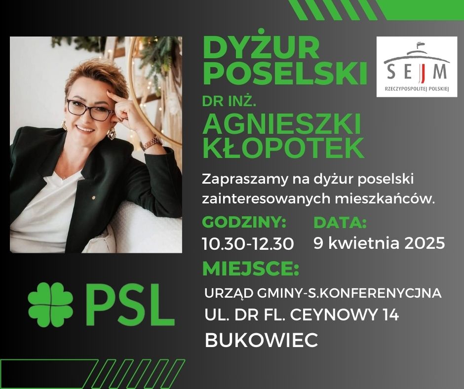 Dyżur poselski Posłanki Agnieszki Kłopotek