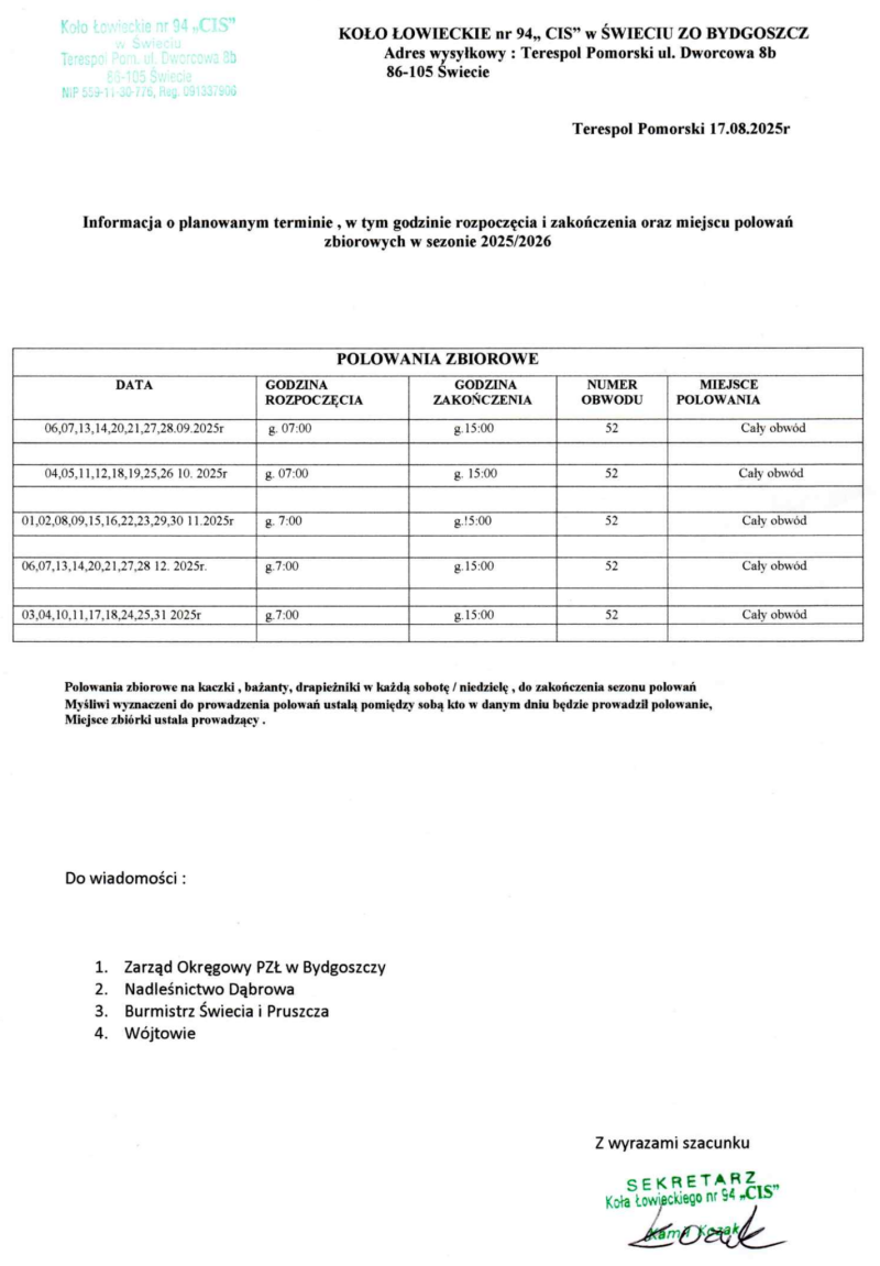 Plan polowań zbiorowych