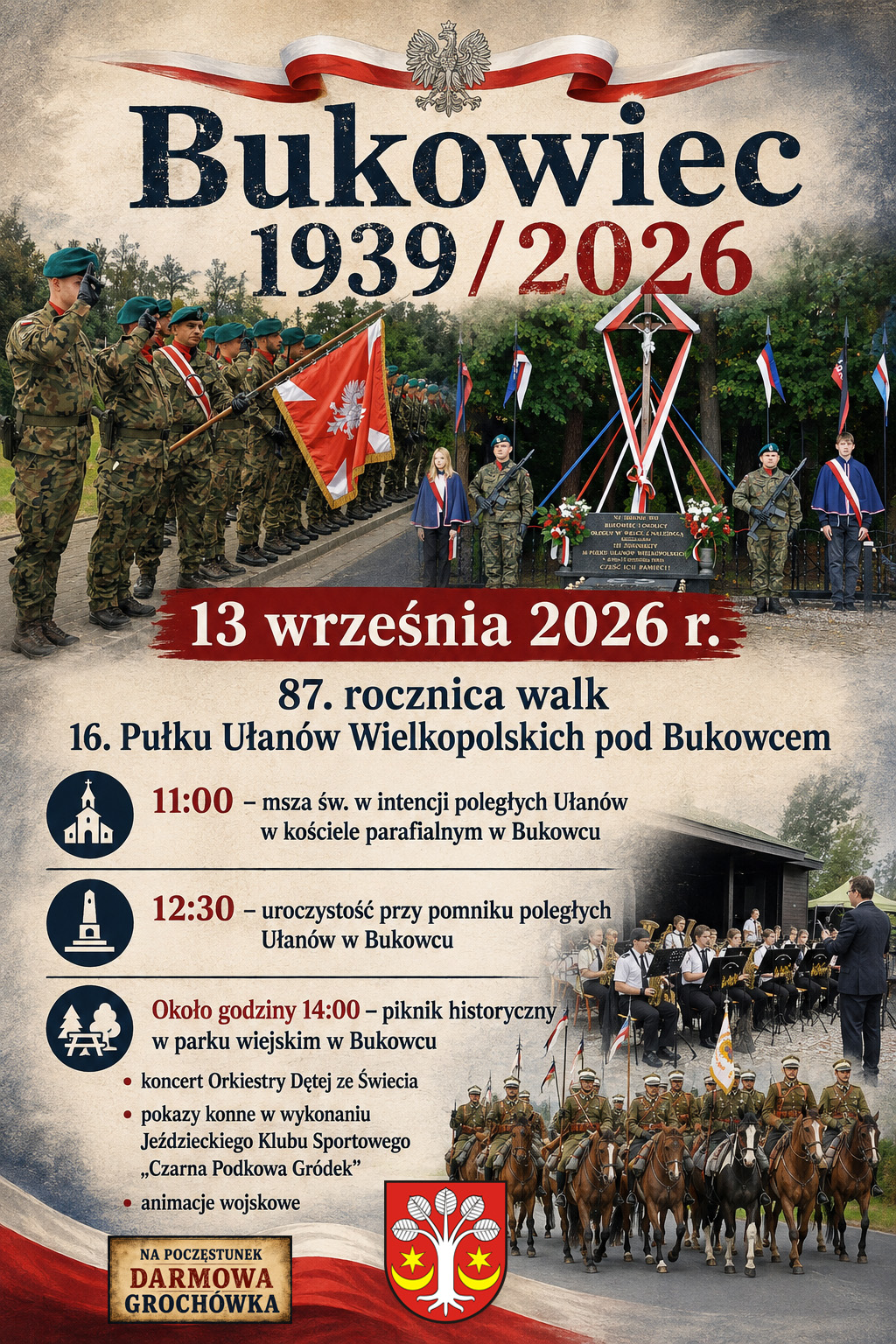 87. rocznica walka 16. Pułku Ułanów Wielkopolskich pod Bukowcem - plakat