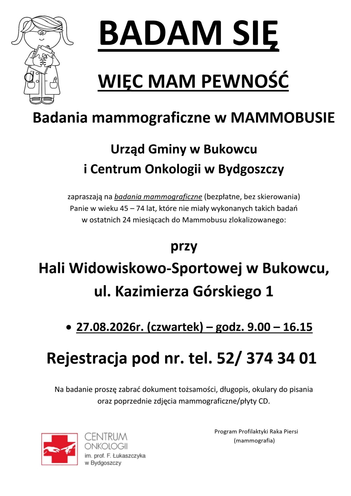 Badania mammograficzne - plakat