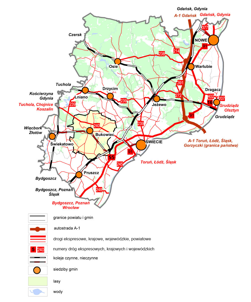 Mapa powiatu świeckiego