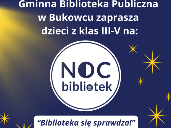 Noc Bibliotek w Bukowcu - plakat