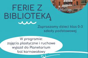 Ferie z biblioteką - plakat