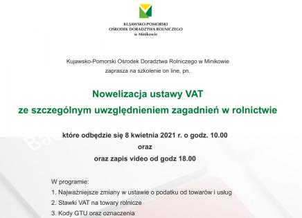 Szkolenie VAT w rolnictwie - plakat